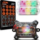 Kit Jogo 2 Strobos Faróis 6w Rgb Led Coloridos Ritmicos Som Automotivo Carro Com Controle Ajk