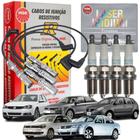 Kit Jogo 4 Cabos E 4 Velas de Ignição Original Volkswagen Golf Polo Jetta Bora 2.0 8v