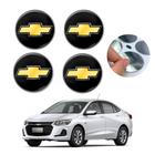 Kit Jogo 4 Emblema Adesivo para Calota Gm Chevrolet Resinado Preto 48mm