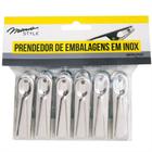 Kit Jogo 6 Prendedores de Embalagem em Aço Inox Mimo Style