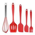 Kit Jogo Colheres De Silicone Utensílios 5 Peças Cozinha