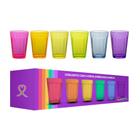 Kit jogo conjunto 6 copos americano vidro rainbow neon cores vibrantes 200ml