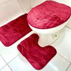 Kit Jogo Conjunto de Tapete Para Banheiro 3 Peças Liso Aveludado Macio Antiderrapante