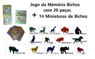 Kit Jogo da Memória dos Bichos com 20 peças + 14 Miniaturas de Bichos Sortidos