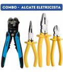 Kit Jogo De Alicates Eletricista Manutenção Predial - 4 Pçs - Combo Eletricista