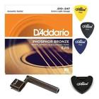 Kit Jogo De Cordas Violão Aço D'addario Ej15 + Acessórios