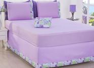 Kit Jogo de Lençol Cama Queen Box 04 Peças + Saia Box Decoração Quarto Lilas