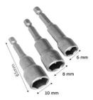 Kit Jogo De Soquete Bits Canhão Parafusadeira 6 8 10mm Ímã