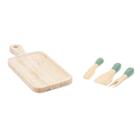 Kit Jogo de utensílios e tábua de corte em bambu 4pç Oikos