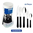 Kit Jogo Faqueiro 20 Peças Leme Aço Inox Preto Tramontina