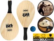 Frescobol Jogo Praia Kit Raquete Tênis Bola e Raquetes Bolas Borracha  Bolinha Madeira N3 Beach Brinquedo Aloha