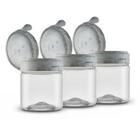 Kit Jogo Potes 1 litro 1,5 litro 2 litros Plástico Tampa Cozinha Encaixe Mantimento Organizador Transparente Premium Con