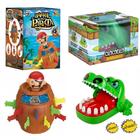 Kit Jogo Pula Pirata Barril + Jogo Croc Croc Crocodilo Morde Dedo Jacaré Dentista - Art Brink