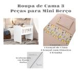 Kit Jogo Roupa de Cama para Mini Berço Bebê 3 peças Coleção Safari.