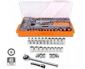 Kit Jogo Soquetes Sextavado C/ Catraca 40 Pcs Reversível - Sparta