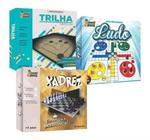 Kit Jogo Tabuleiro Pedagógico Família Ludo Trilha Xadrez