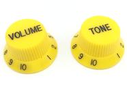 Kit Knob Plástico tone + volume guitarra strato Amarelo