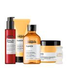 Kit L'Oréal Professionnel NutriOil Shampoo Condicionador Máscara e Blow Dry Fluidifier Leave-In e Ampola (5 produtos)