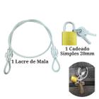 Kit Lacre de Aço + Cadeado Segurança Trava Ziper para Malas e Bagagens - Aeroporto Rodoviaria Travel Trip