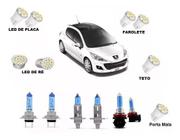 Kit Lampada Super Branca Farol E Led's Peugeot 207