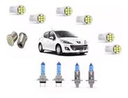 Kit Lampada Super Branca Farol + Leds Peugeot 207 8500k