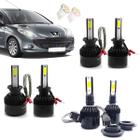 Kit Lâmpadas Led Tech One 8000k Azulado Farol Alto Baixo e Milha Pegeout 206 2007 2008