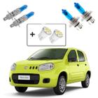 Kit Lâmpadas Shocklight Super Branca H4 H1 Farol Baixo Alto e Milha Fiat Uno 2011 2012 2013 2014