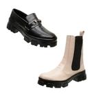 Kit Lançamento Sapato Loafer Preto e Bota Chelsea Off White