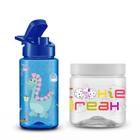 Kit Lancheira Garrafa Água 500ml + Pote Hora do Lanche Cookie Break 1000ml - Bandeirante