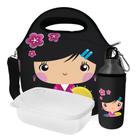 Kit Lancheira Térmica Escolar + Squeeze Infantil + Pote Marmita Princesa Manu - Isoprene