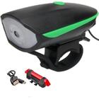 Kit Lanterna/Farol/Buzina para Bike Led Usb Verde - Quanhe