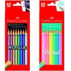 Kit lápis de cor 10 cores pastéis + 10 cores metálicas Faber-Castell