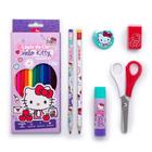 Kit Lápis De Cor 12 Cores + Itens Hello Kitty Leo&Leo