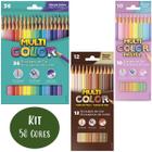 Kit Lápis de Cor 58 Cores Multicolor Faber Castell Cores Básicas Pastel e Tons de Pele Escolar Fundamental Desenho