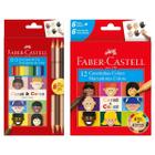 Kit Lápis de cor Faber Castell EcoLápis com 15 unidades + canetinhas com 12 caras e cores - Faber-Castell