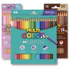 Kit lápis de cor Multi Color 24 cores + tons de pele com 12 cores + tons pasteis com 10 cores