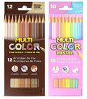 Kit Lápis De Cor Multicolor 12 Tons De Pele + 10 Tom Pastel
