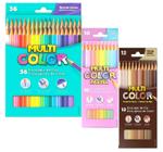 Kit Lápis De Cor Multicolor 36 Cores 12 Tons De Pele 10 Tons Pastel