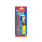 Kit lapis grafite,canetas,borracha,marca texto e 1 apontador - MAPED