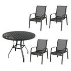 Kit Las Vegas 4 Cadeiras + 1 Mesa Aluminio ripado 0,90 Ø Área Externa Tela Sling