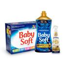 Kit Lava Roupas Concentrado em pó Baby Soft - 1,6kg+amaciante Concentrado Baby Soft Carinho e Cuidado 1,5l++sem Passar Baby Soft 300ml