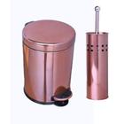 Kit Lavabo Inox Lixeira 5 L E Escova Sanitária Rosê Gold