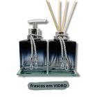 Kit Lavabo Luxo Difusor de Ambiente e Saboneteira Com Mini Bandeja Espelhada - Cubo Preto Azulado