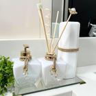 Kit Lavabo Luxo Porta Sabonete Aromatizador Porta Escovas Bandeja Varetas Decoradas- Modelo Grécia