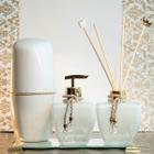 Kit Lavabo Luxo Porta Sabonete Aromatizador Porta Escovas Bandeja Varetas Decoradas- Modelo Grécia