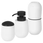 Kit Lavabo Moderno 3 peças Dispenser Porta Escova Algodão