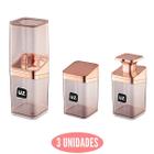 Kit Lavabo Porta Escova, Algodão e Dispenser 3p Rose Gold - UZ