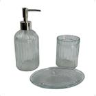 Kit Lavabo Transparente Bandeja De Vidro Luxo Jogo Banheiro