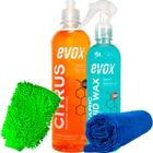 Kit Lavagem de Carro Shampoo Citrus Cera Ceramic Evox