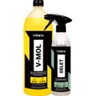 Kit Lavagem Desengraxante Automotivo Shampoo Lava Autos V-Mol 1,5l + Limpa Plasticos Borracha Pneu Delet Spray Vonixx
